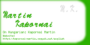 martin kapornai business card